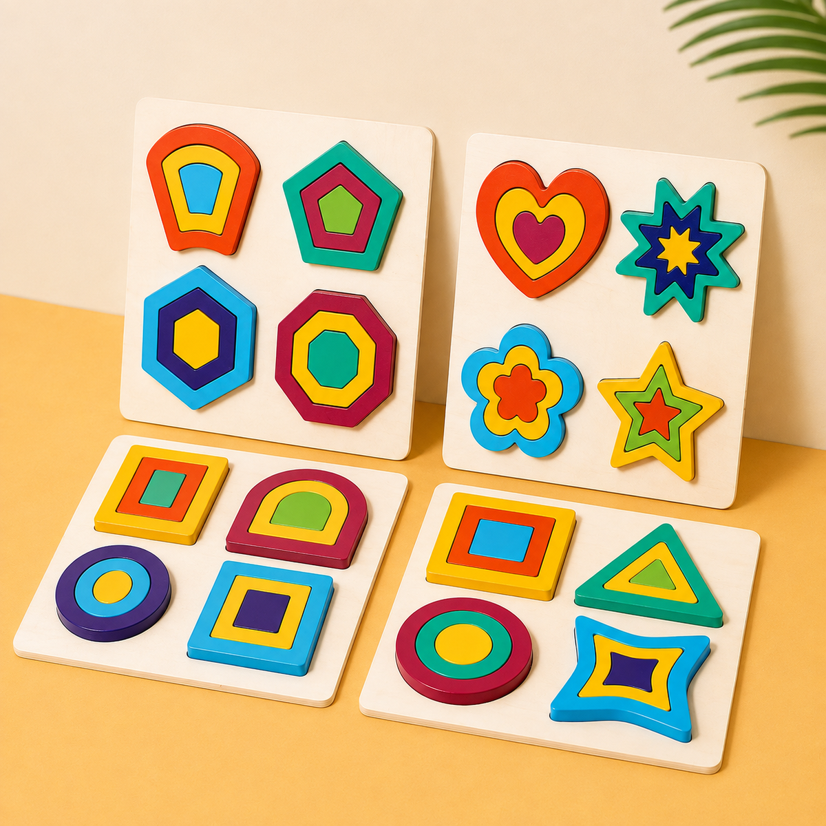 4-in-1 Seriation Puzzle – Geometric Shape Sorting Fun! 🎨✨(1pc)