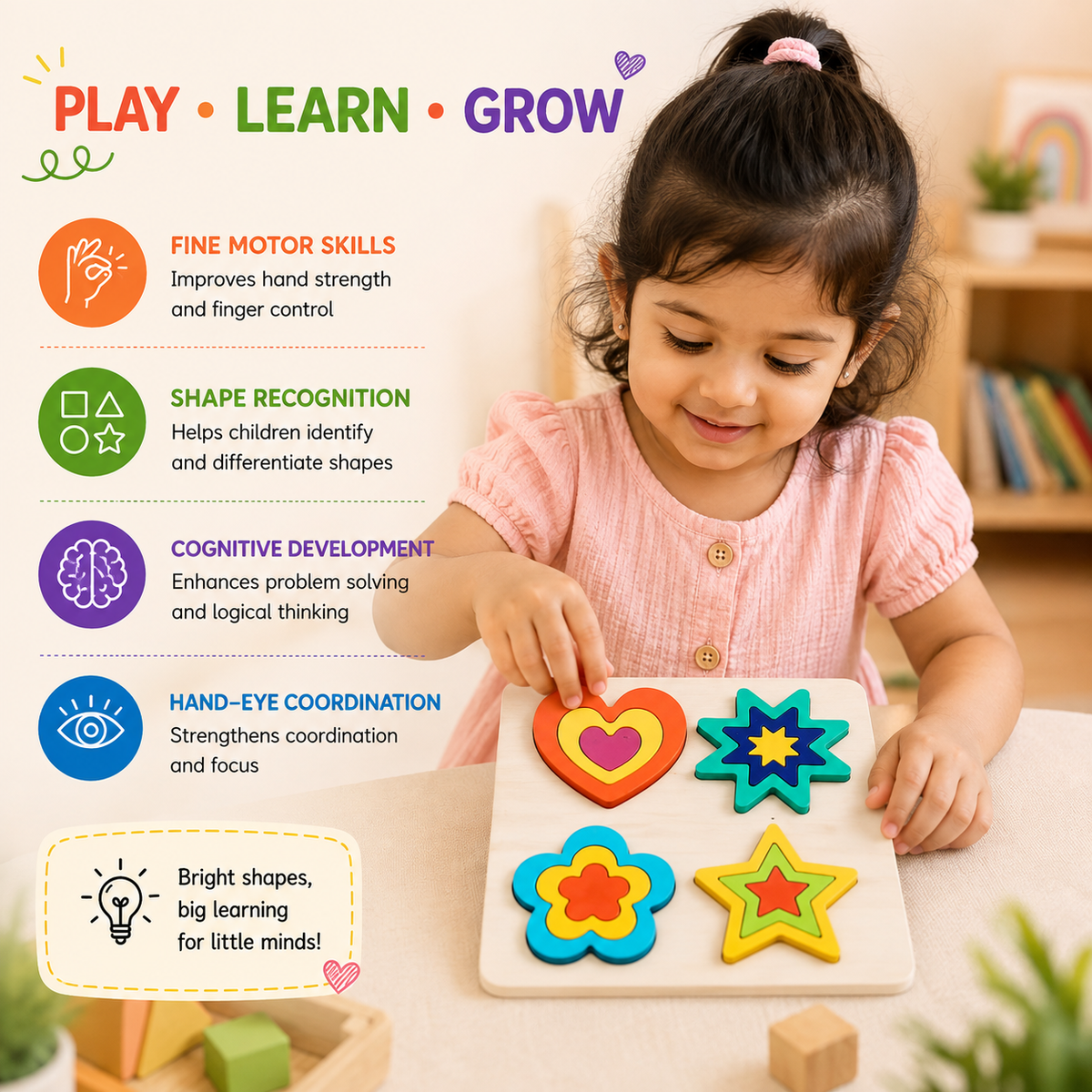 4-in-1 Seriation Puzzle – Geometric Shape Sorting Fun! 🎨✨(1pc)