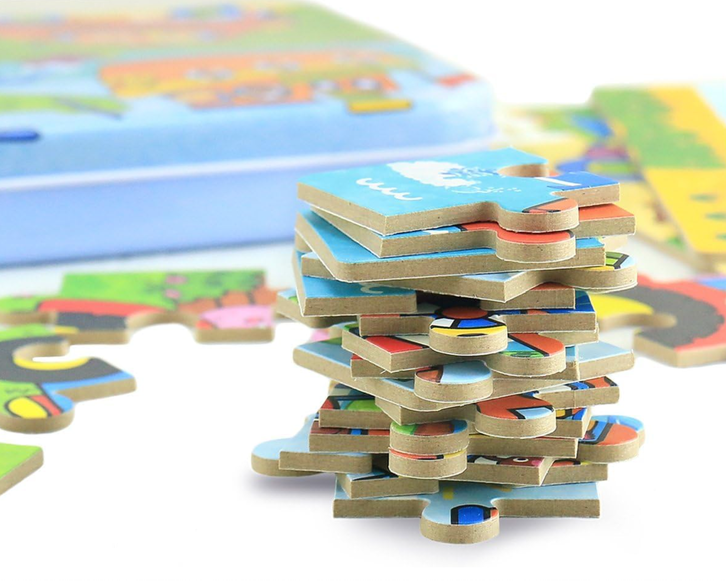 4 Puzzles in one Tin Box Puzzle Set 🧩🐰🦁🐳