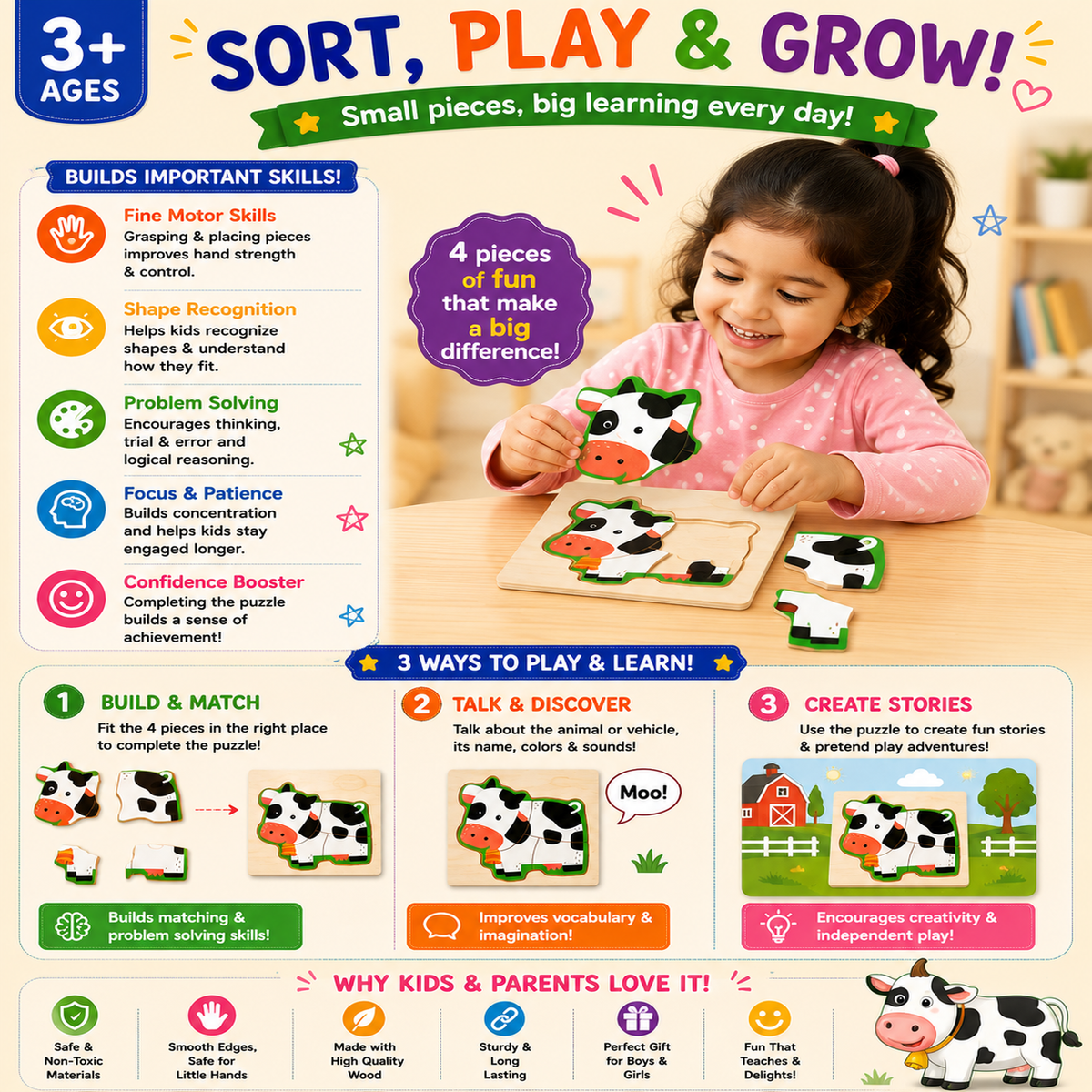 4 piece simple puzzle (1pc)