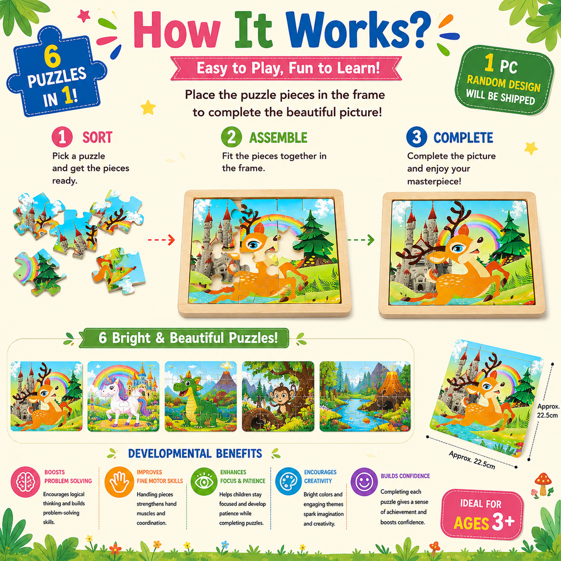 4x4 animal friends puzzle board- Random design