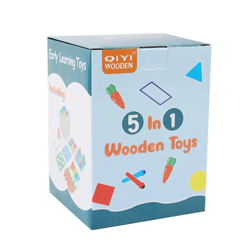 Multi-Sensory Montessori Learning Box for Kids: Carrot harvest, shape sorter, catch fish, hammer ball, catch worm