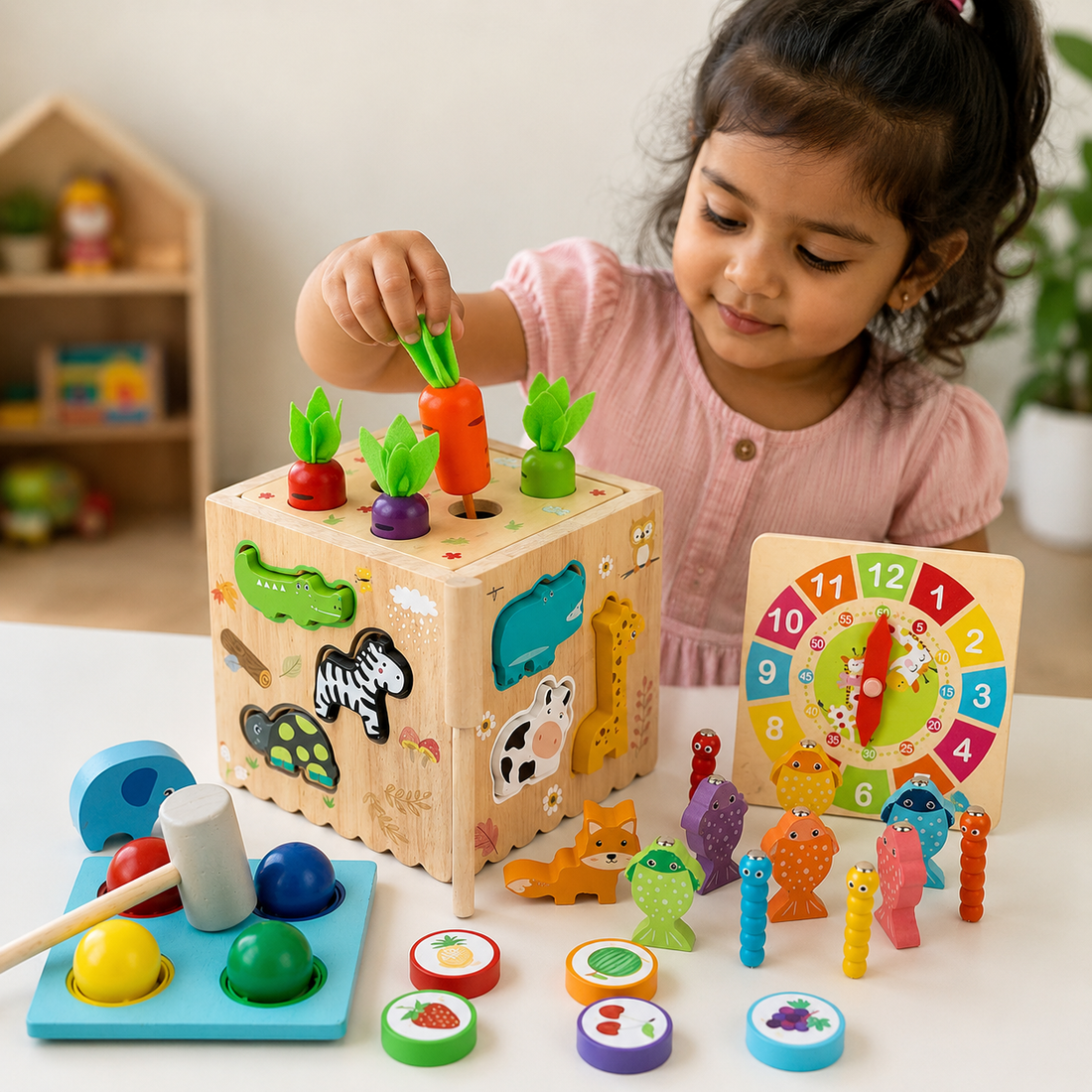 8-in-1 Montessori Wooden Activity Cube