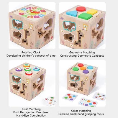 8-in-1 Montessori Wooden Activity Cube