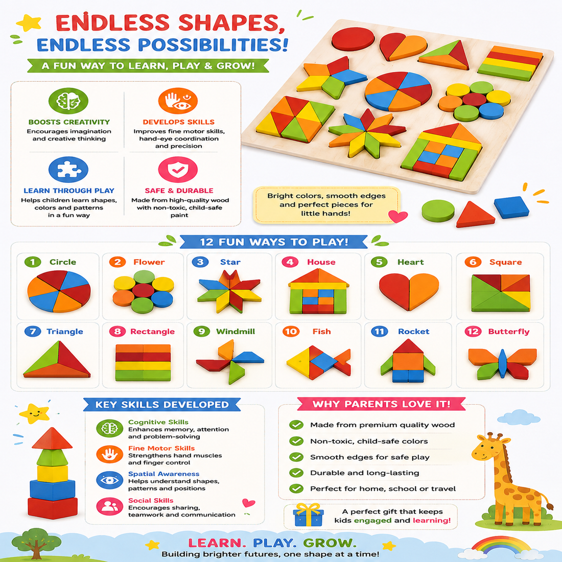 9 Piece Seriation puzzle(1pc)