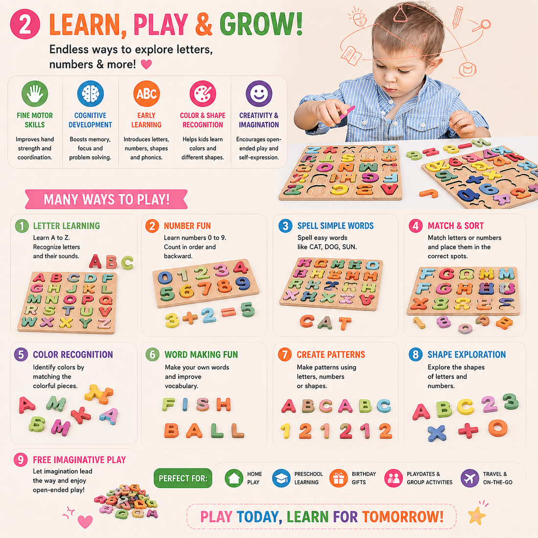 Early Learning Essentials Combo – Letters Numbers & Shapes🧩