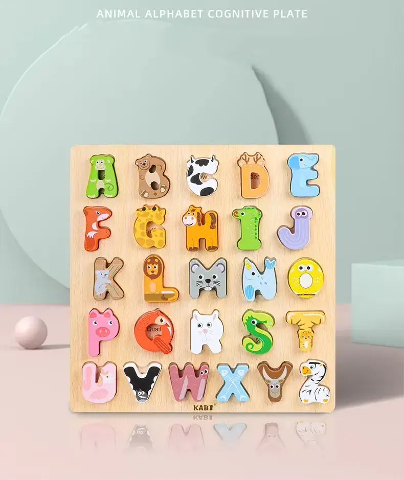 Wooden Montessori Alphabets Learning Base board- Animal theme