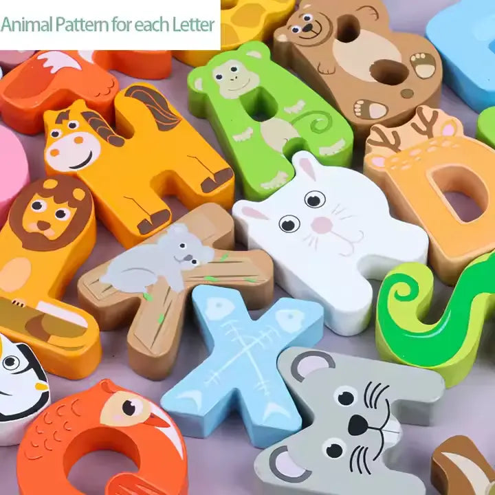Wooden Montessori Alphabets Learning Base board- Animal theme