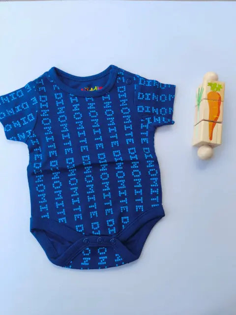 Blue and white alphabets rompers- (Pack of 2)