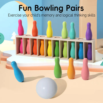 Rainbow Wooden Color Code and Bowling Game