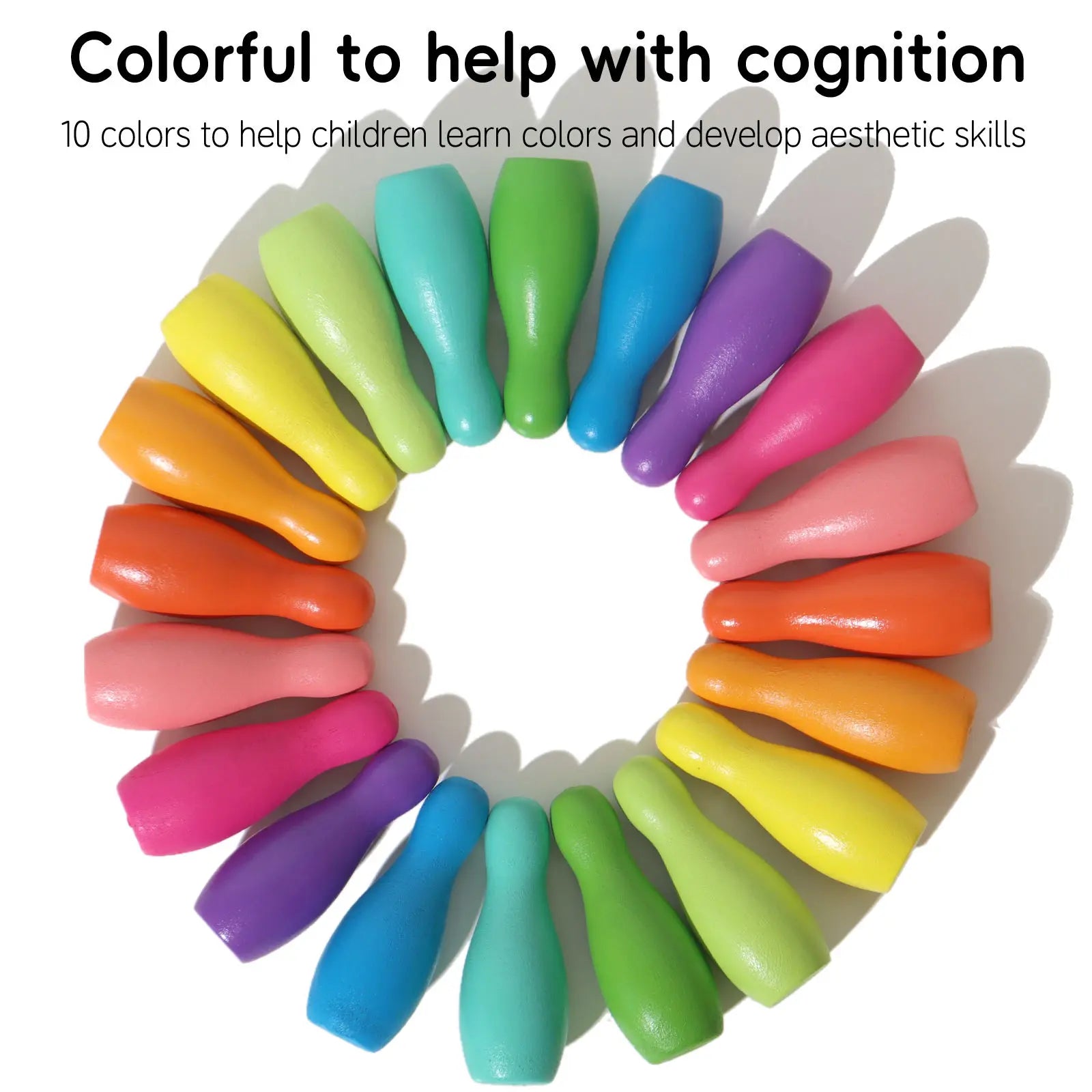 Rainbow Wooden Color Code and Bowling Game