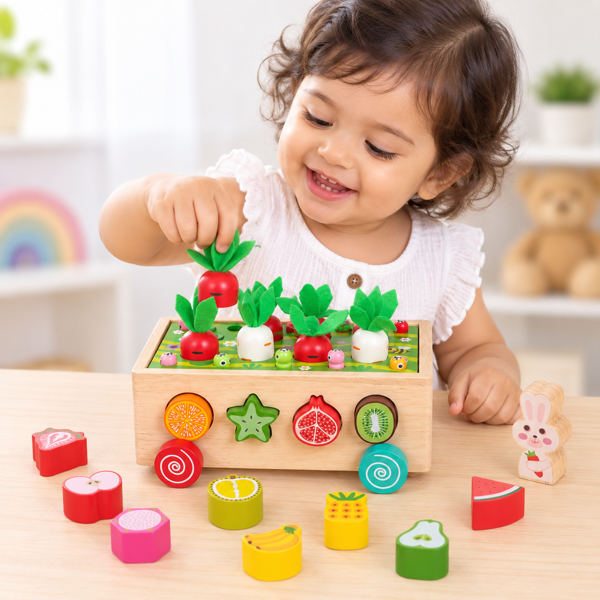 Harvest & Match Bunny Cart – 6 in 1 Learning Activity Toy