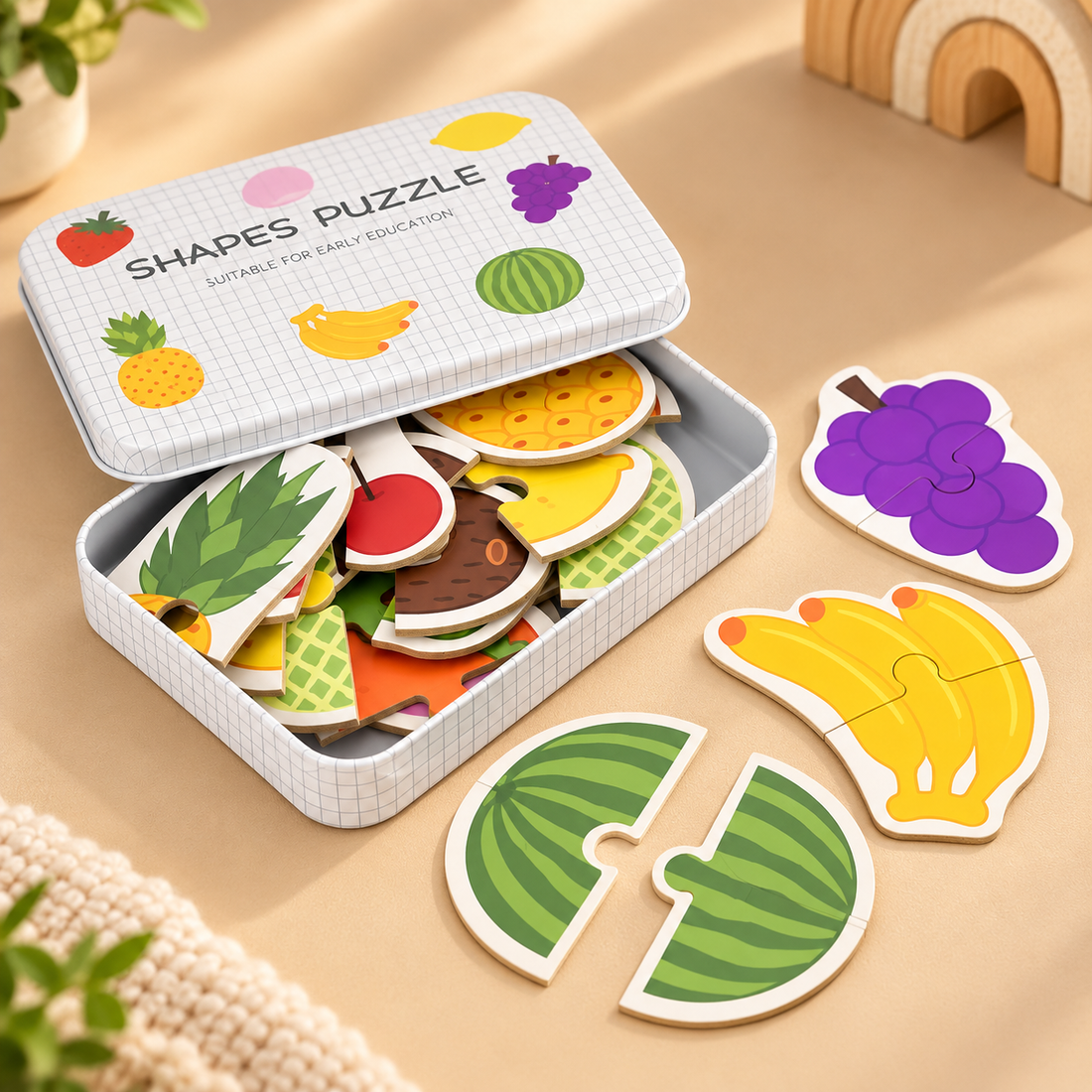 Two piece shapes puzzle small- a great way to introduce puzzles