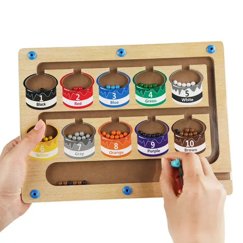 Montessori kids color sorting and maganetic color and number maze