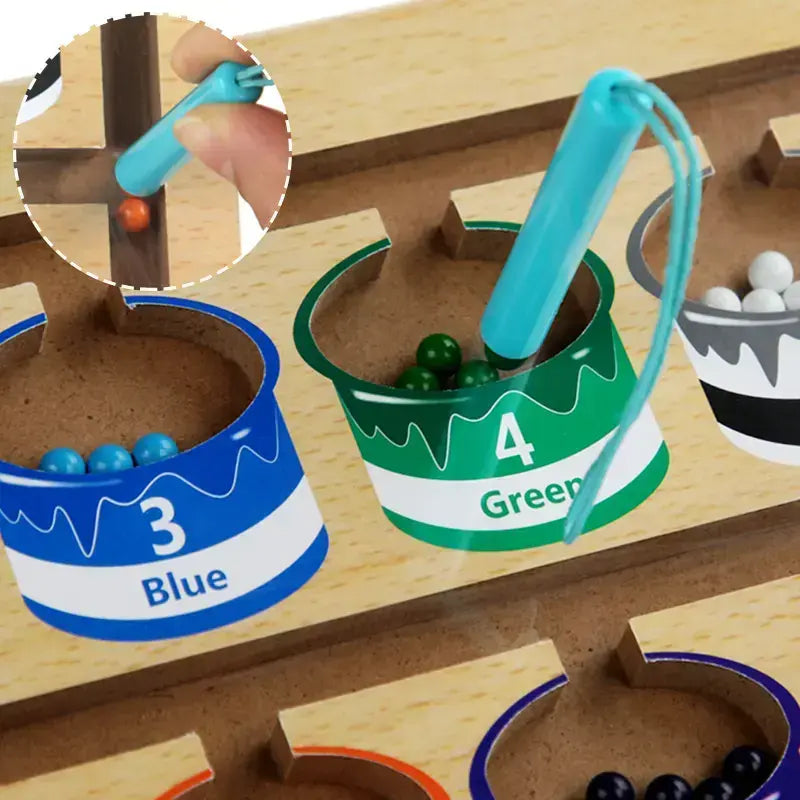 Montessori kids color sorting and maganetic color and number maze