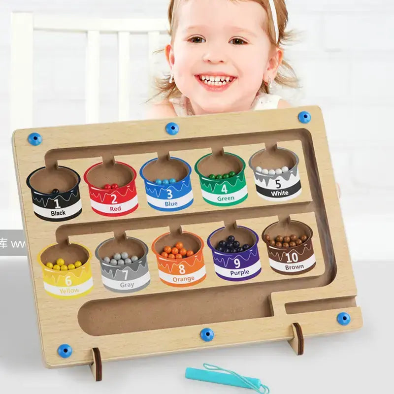 Montessori kids color sorting and maganetic color and number maze