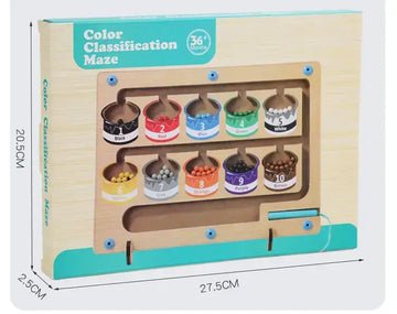 Montessori kids color sorting and maganetic color and number maze