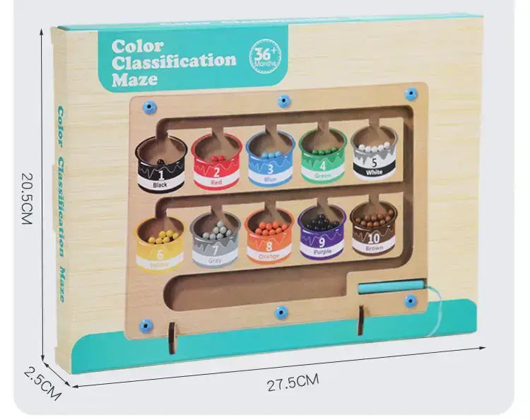 Montessori kids color sorting and maganetic color and number maze