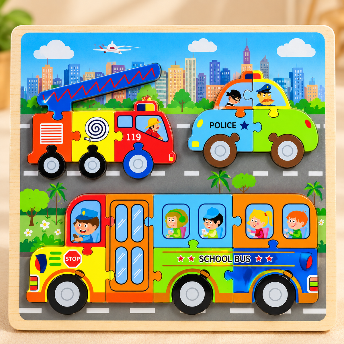 Wooden Theme Puzzle Board – Early Learning Puzzle Collection🧩