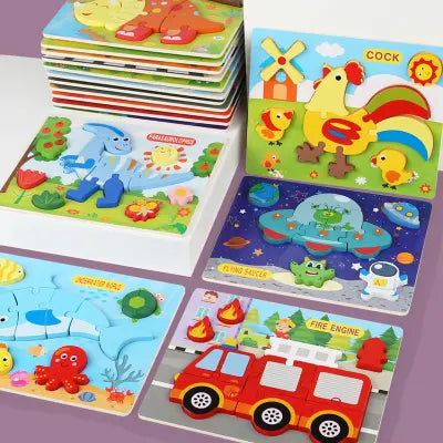 Wooden Chunky Puzzle Board Set – Multi-Theme Learning Puzzles for Kids(1pc)