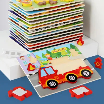 Wooden Chunky Puzzle Board Set – Multi-Theme Learning Puzzles for Kids(1pc)