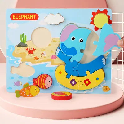 Wooden Chunky Puzzle Board Set – Multi-Theme Learning Puzzles for Kids(1pc)