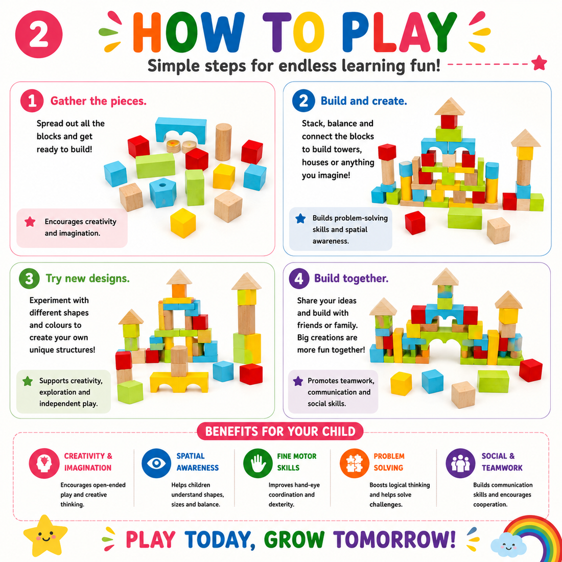 Creative Builder Blocks Set – 50 Pieces🌈