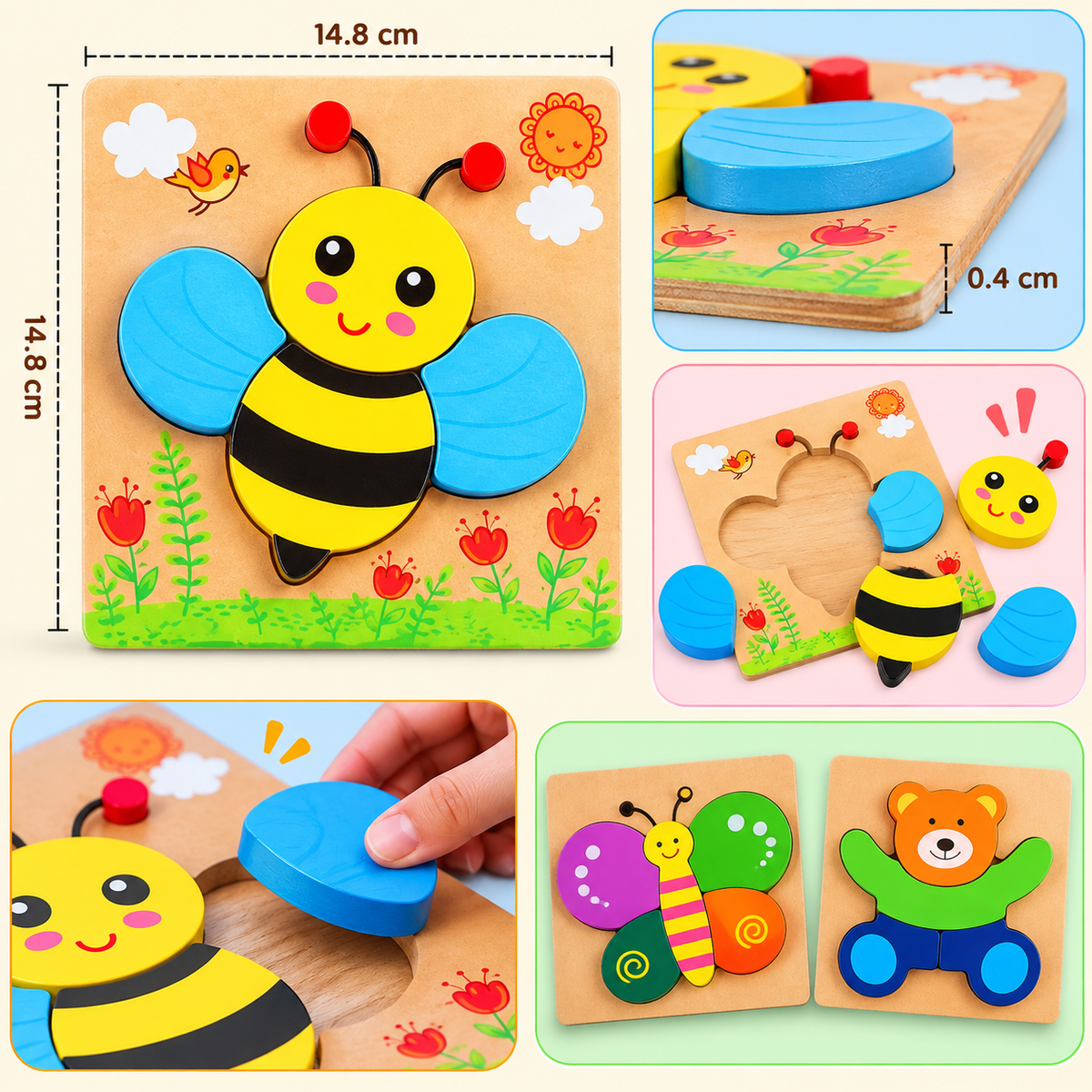 Wooden Puzzle Board – Early Learning Puzzle Collection🧩 (1pc)