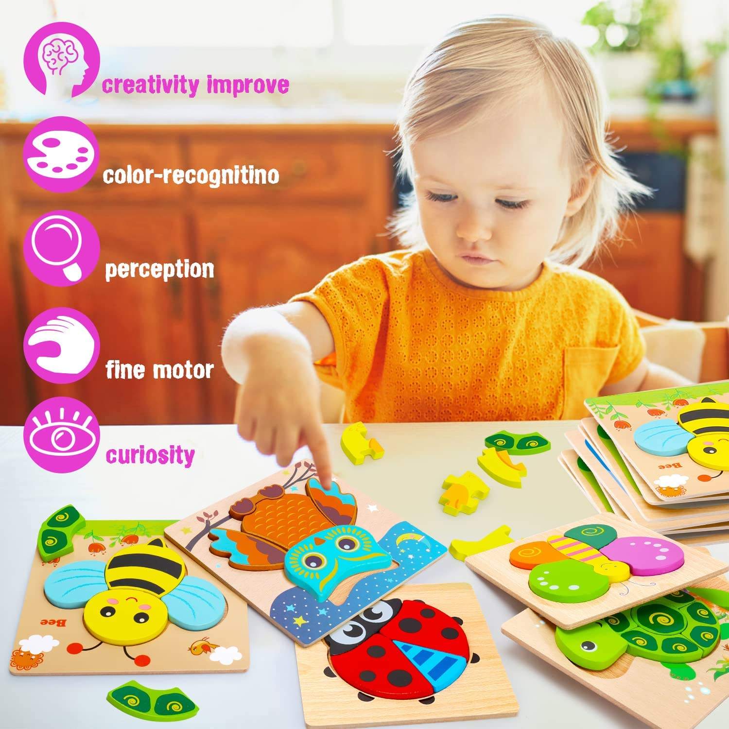 Wooden Puzzle Board – Early Learning Puzzle Collection🧩 (1pc)