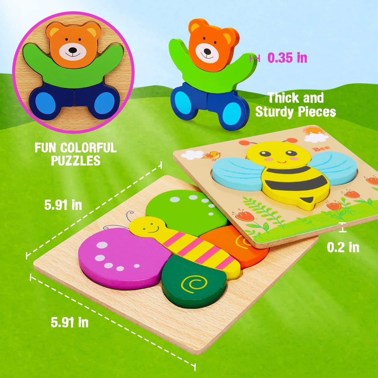 Wooden Puzzle Board – Early Learning Puzzle Collection🧩 (1pc)