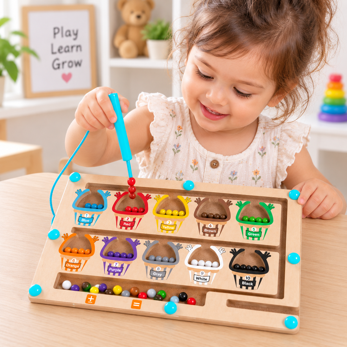 Magnetic Color & Counting Bead Maze – Montessori Learning Board🌈