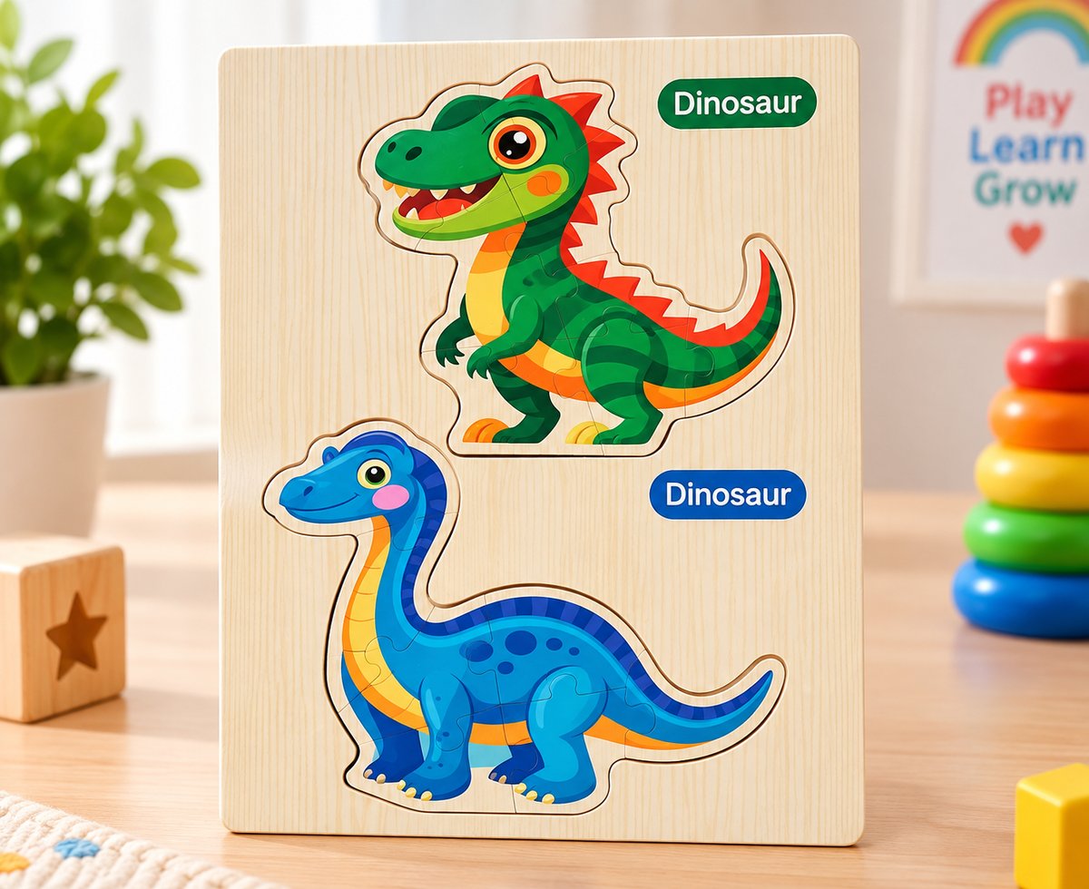 Wooden Animal Jigsaw Puzzle Board – Early Learning Puzzle Collection🧩