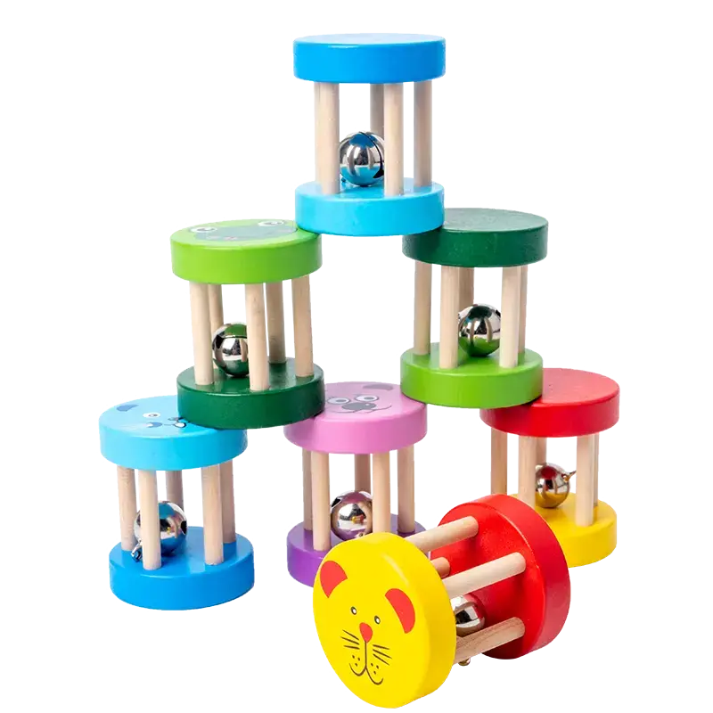 Five pillar shaking wooden bell toy for babies- fun and musical! (1pc)