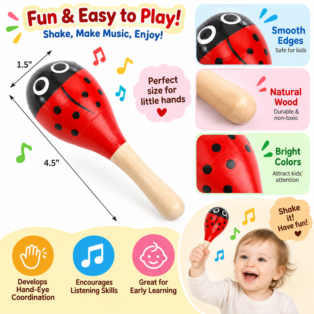 Musical Egg Bell Rattle(1pc)