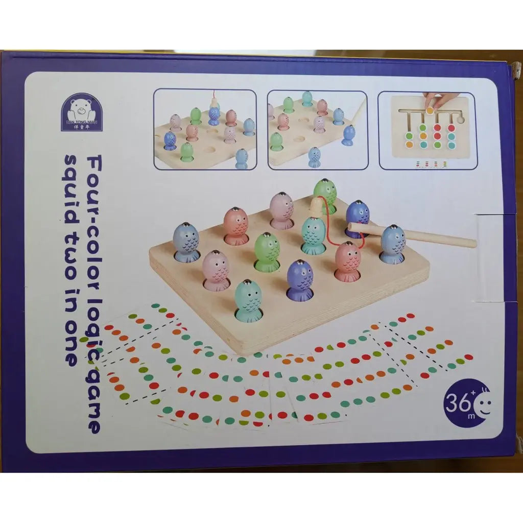 Four color logic game and magnetic fishing- two in one for double joy