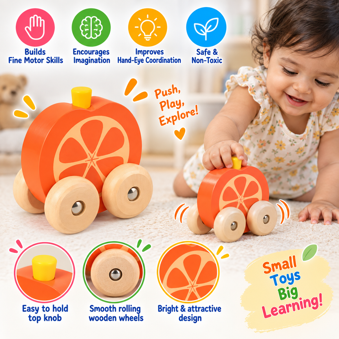 Fruit poly with wheels (1pc- no rope attached)