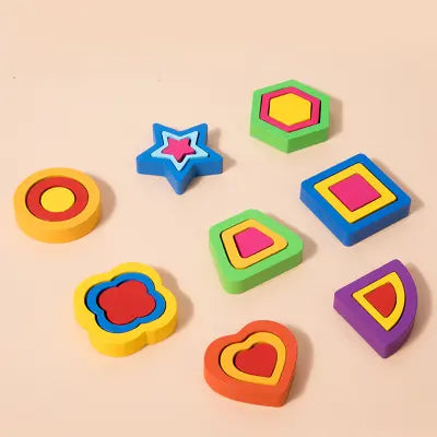Wooden Four Column Shape Puzzle- Random design
