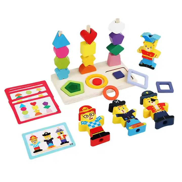 Little bear shape sorter and stacking toy for tiny hands!
