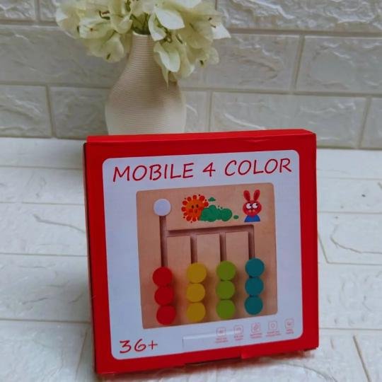 Montessori Wooden Math and Logical Thinking Training Game – Four-Color Sorting Educational Toy for Kids