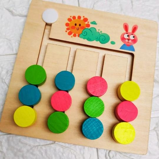 Montessori Wooden Math and Logical Thinking Training Game – Four-Color Sorting Educational Toy for Kids