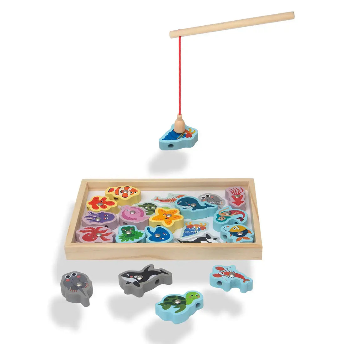 3 in1 magnetic board with 3d pieces- fishing, educational placing and learning, lacing
