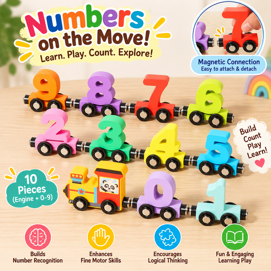 Magnetic number train- 0-9