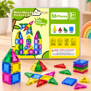 Mini Magnetic Building Tiles – 56 Piece Creative Construction Set🧲