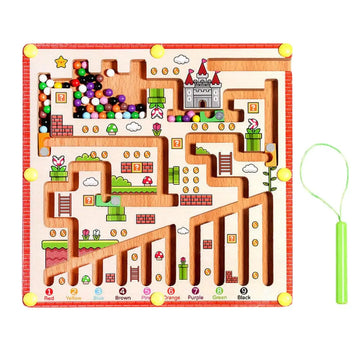 Wooden magnetic maze board