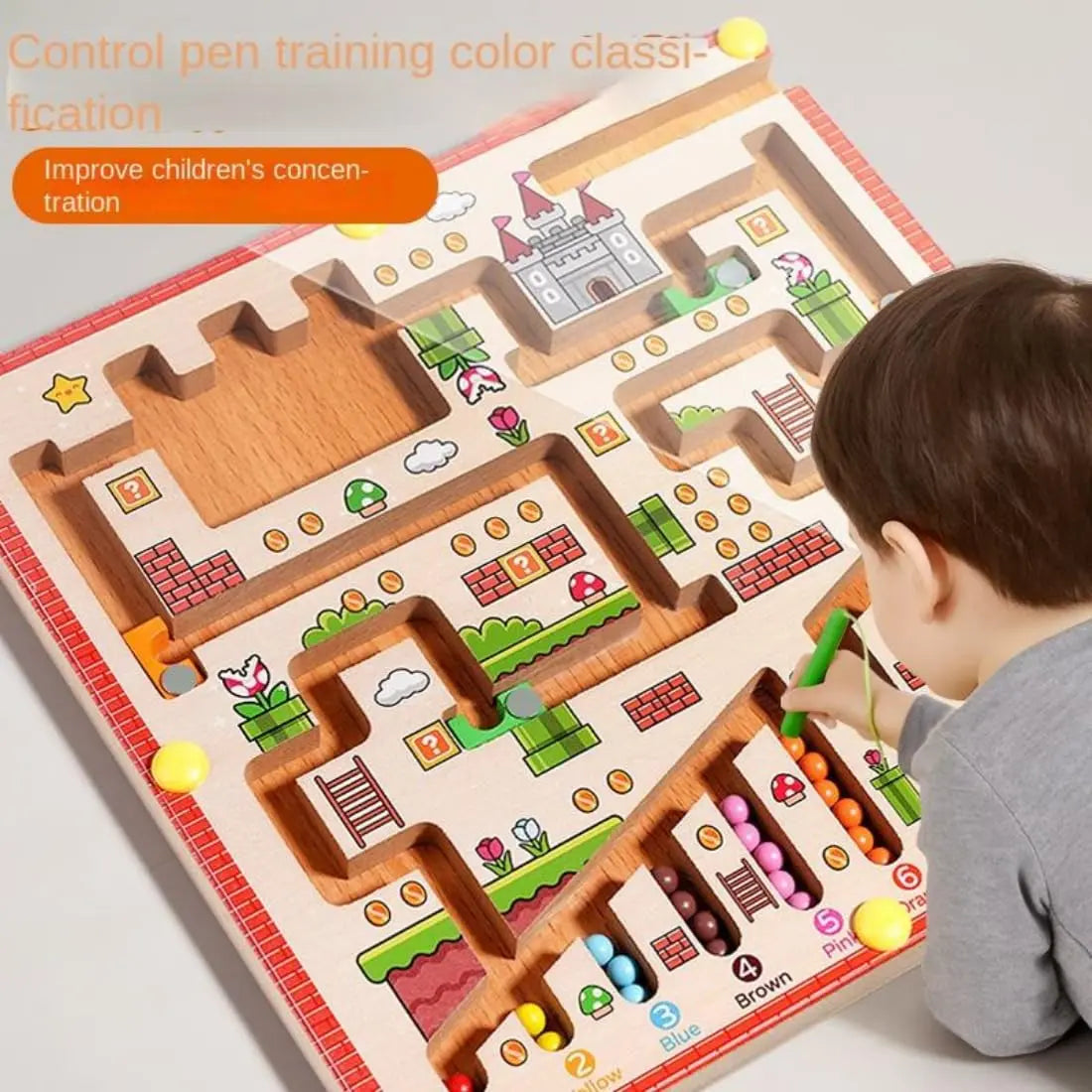 Wooden magnetic maze board
