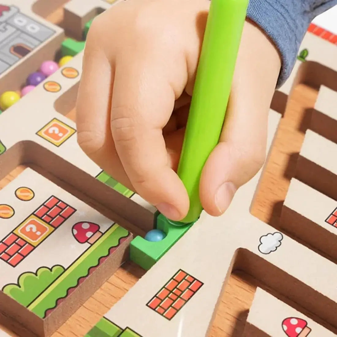 Wooden magnetic maze board