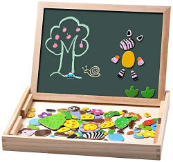 Wooden Animal Puzzle Box – 2 in 1 Magnetic Drawing & Puzzle Set🐾