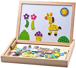 Wooden Animal Puzzle Box – 2 in 1 Magnetic Drawing & Puzzle Set🐾