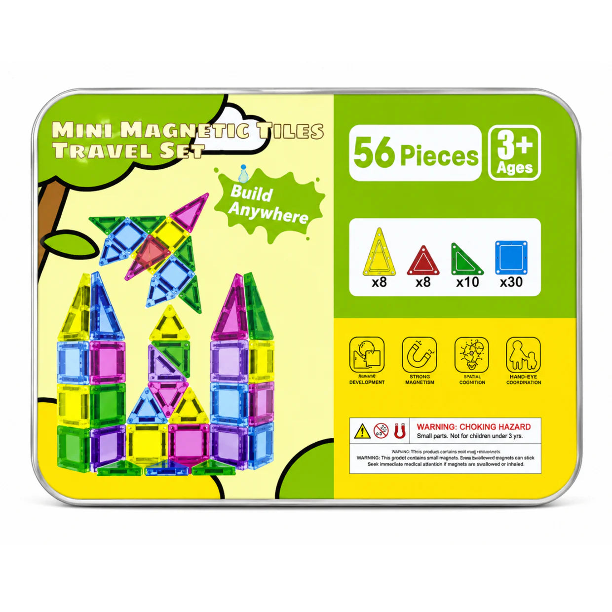 Mini Magnetic Building Tiles – 56 Piece Creative Construction Set🧲