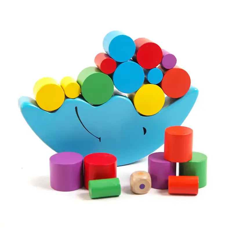 Wooden Moon Balancing Game – Early Learning Toy with Building Blocks for Babies and Children